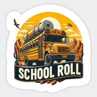 School Bus On An Adventurous Road Trip, School Roll Sticker